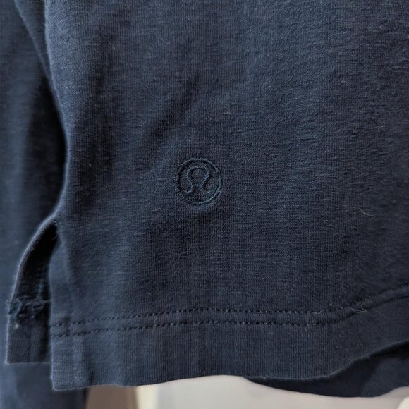 Lululemon Navy Hold Tight Straight-Hem Cropped Long-Sleeve Shirt Yoga Athleisure - Picture 6 of 8
